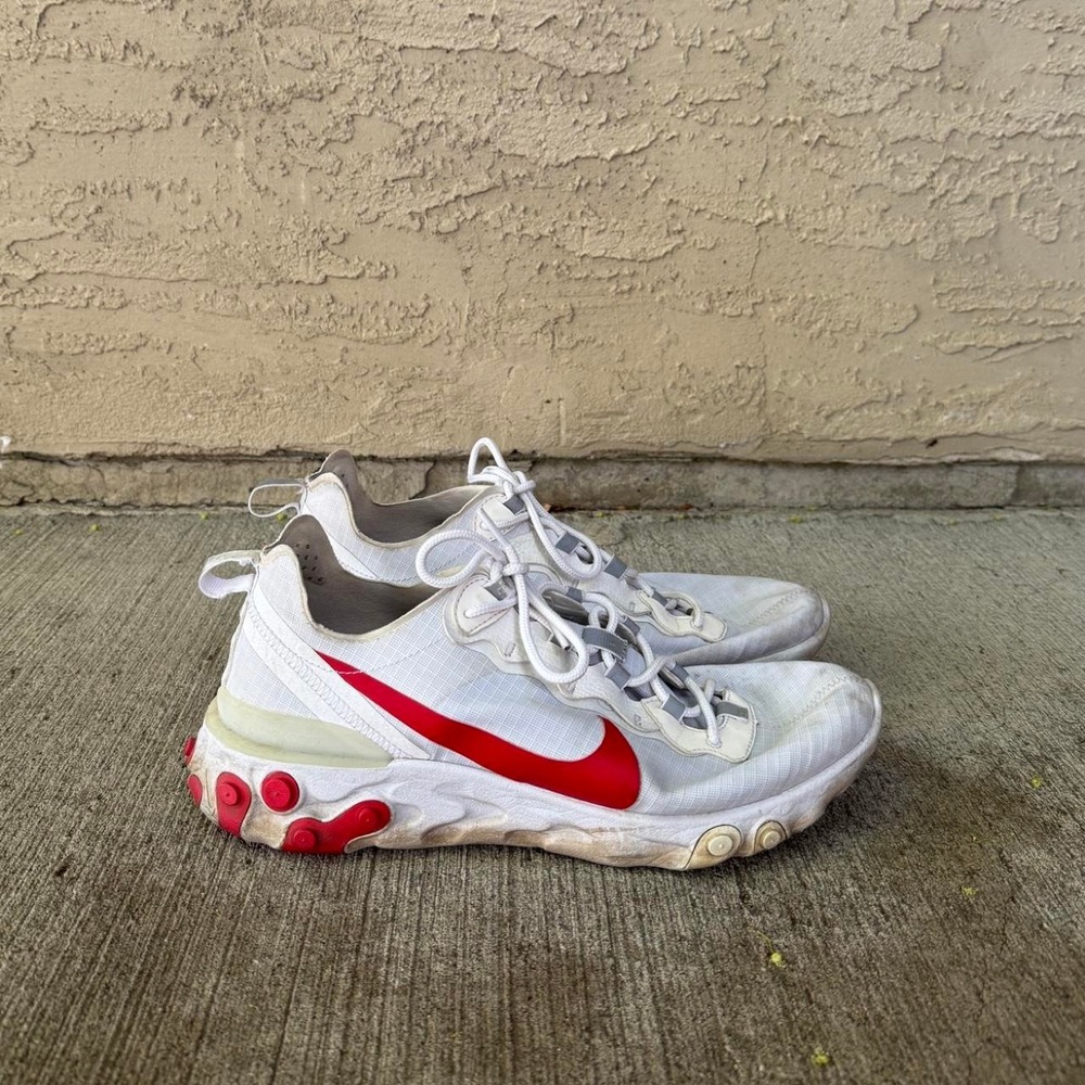 WHITE NIKE REACT ELEMENT 55 SNEAKERS